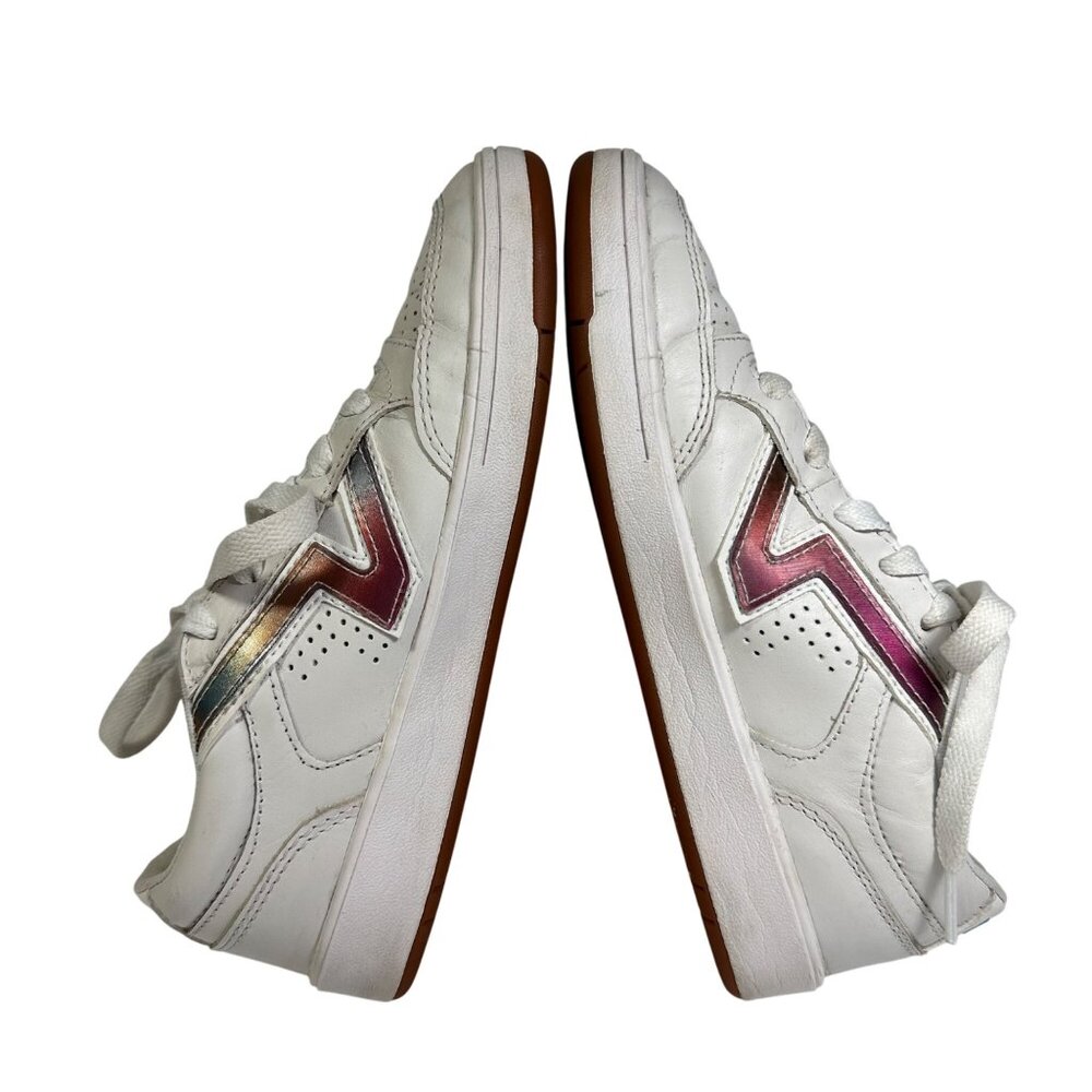 Vans Womens 6.5 Mens 5 White Leather Sneakers With Multicolor Accents Lace-Up - Picture 8 of 14